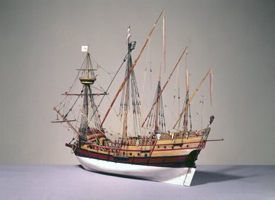 Rigged model of a Portuguese caravela from c.1535 by English School English School