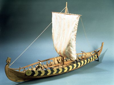 Rigged model of a Viking ship found at Gokstad, Norway in 1880 by English School English School