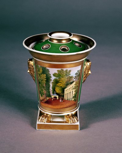 Worcester pot pourri jar with view of Well Walk, Cheltenham by English School English School