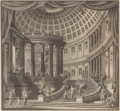 Design for a Stage Curtain: The Interior of an Elaborate Temple Dedicated to Illustrious Men by Ennemond Alexandre Petitot