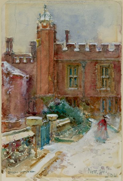 A Figure in the Snow at Hampton Court Palace, 24 November 1904 by Enoch Ward