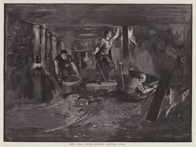 Miners working underground at the coal face by Enoch Ward
