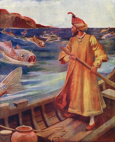 Sindbad sees the Huge Fishes by Enoch Ward