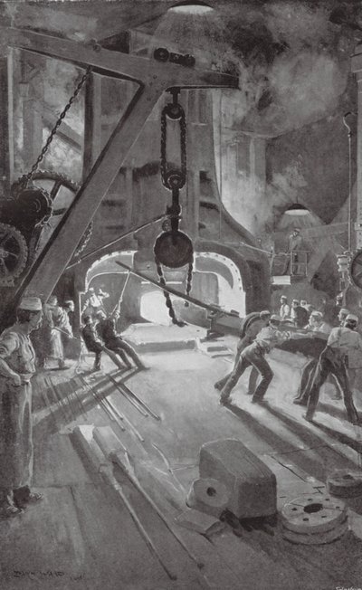 The 40-ton Steam-Hammer at Work in Woolwich Arsenal by Enoch Ward