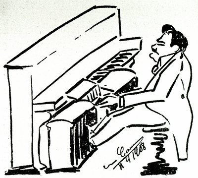 Autocaricature of lyrical singer Enrico Caruso in the pianola by Enrico Caruso