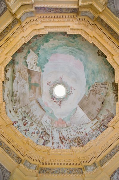 Vault with a Bird-Eye Perspective of the Sanctuary by Enrico and Guidobono Bartolomeo Haffner