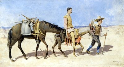 Don Quixote and Sancho Panza. Painting by Atalaya by Enrique Atalaya