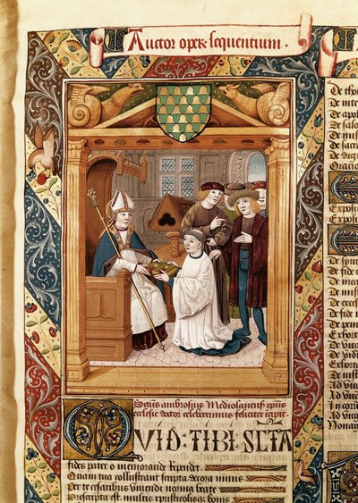 Saint Ambrose Presents His Works to a Relative by Enrique de Bellorto