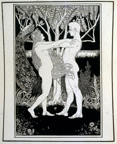 Adam and Eve (Innocence), from the Book Judah Illustrated by Ephraim Moses Lilien (1874-1925). Lilien is Considered as the Father of Zionist Iconography, Created in the Jugendstil (German Art Nouveau) Style. He Illustrated 