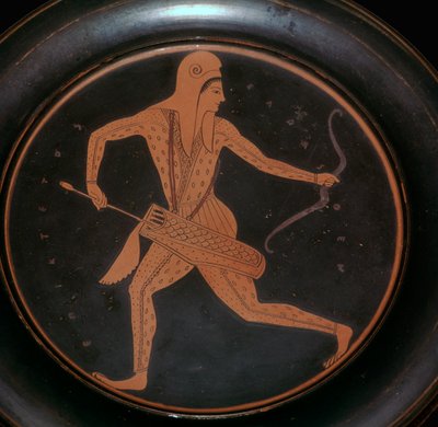 Attic Plate with an Image of an Archer in Scythian Dress by Epiktetos