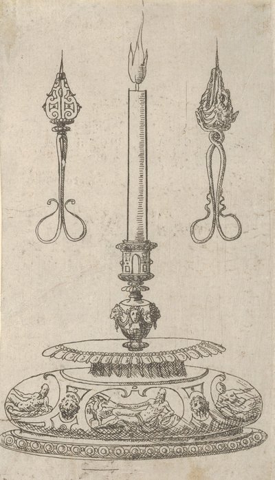 Design for a Candlestick with Candle Wick Trimmers by Erasmus Hornick