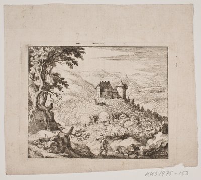 Mountainous Landscape with a Castle and a Wanderer by Erasmus Sigismund Resch