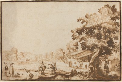 Men Playing Boccie in a Village by Ercole Bazicaluva