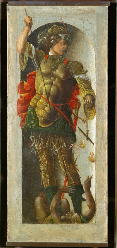 Saint Michael, column from an altar for Saint Vincent Ferrier, painted for Bologna by Francesco Cossa by Ercole de Roberti