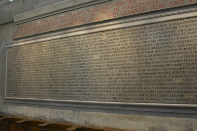 Memorial to the members of New College, Oxford, who lost their lives during World War I by Eric (workshop of) Gill