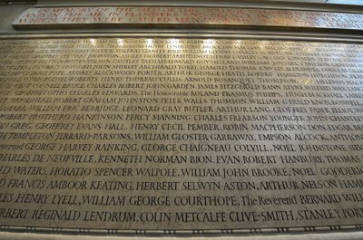 Memorial to the members of New College, Oxford, who lost their lives during World War I by Eric (workshop of) Gill