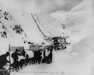 Scales and summit of Chilkoot Pass, from 