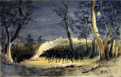 A Native Corroboree at Night by Eric Gill
