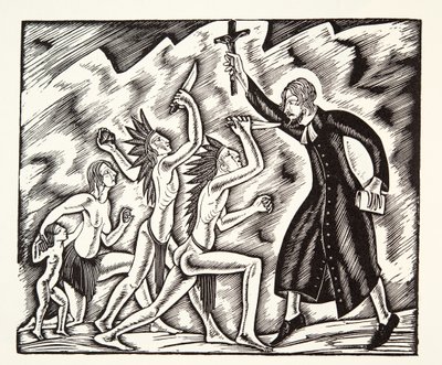 The Attack, from The Travels and Sufferings of Father Jean de Brebeuf by Eric Gill
