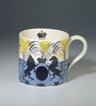 King George VI Coronation Mug, manufactured by Josiah Wedgwood & Sons, 1937 by Eric Ravilious