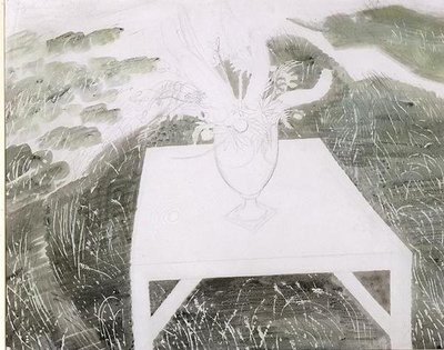 Vase of Flowers in a Garden by Eric Ravilious