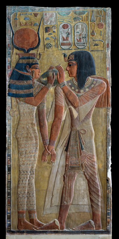 Goddess Hathor Protecting Pharaoh Seti I by Erich Lessing