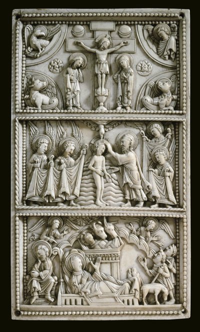Nativity, Baptism, and Crucifixion. Ivory Plaque by Erich Lessing