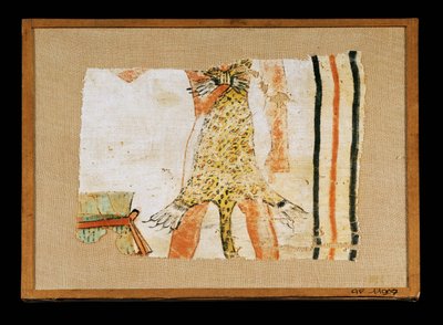 The painted piece of linen shows a figure in Priest