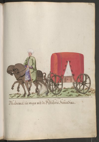 The Serail of the Sultana, Coach for Female Courtiers; Two-Horse Carriage with Rider by Erich Lessing