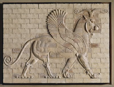 Winged Griffin, Coloured Glazed Tiles, from the Palace in Susa, Iran by Erich Lessing