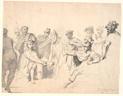 A Warrior Displays a Severed Head to a General, While Other Warriors Look On by Erik Pauelsen