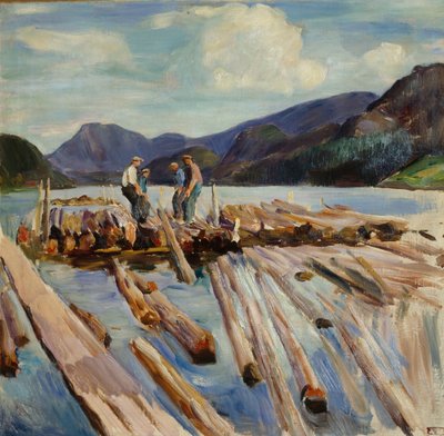 Drive Logs in Kviteseid (Floating Timber) by Erik Theodor Werenskiold