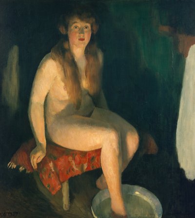 Footbath in Front of the Fireplace by Erik Theodor Werenskiold