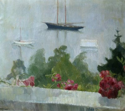 The Boat, Flowers on the Veranda by Erik Theodor Werenskiold
