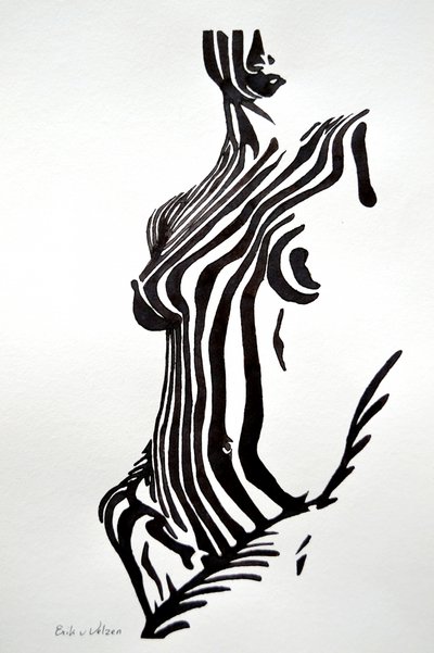 Zebra Striped Nude by Erik Van Velzen
