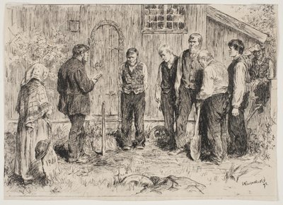 A Poor Burial in a Norwegian Mountain Village by Erik Theodor Werenskiold
