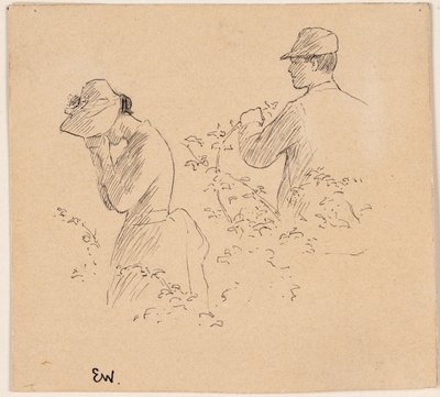 A Young Man and a Crying Young Girl with a Bonnet by Erik Theodor Werenskiold