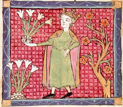 April: picking plants. Miniature from 
