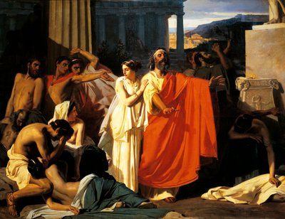 Oedipus and Antigone during plague in Thebes, by Eugene-Ernest Hillemacher by Ernest Hillemacher