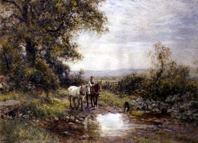 Horses by a Stream by Ernest Albert Waterlow