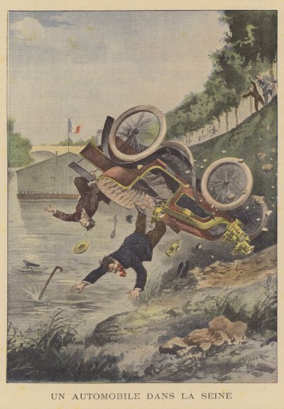 A Car Crashing into the River Seine by Ernest Auguste Bouard
