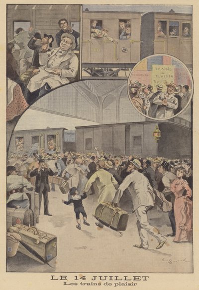Trains Taking Passengers to Bastille Day Celebrations by Ernest Auguste Bouard