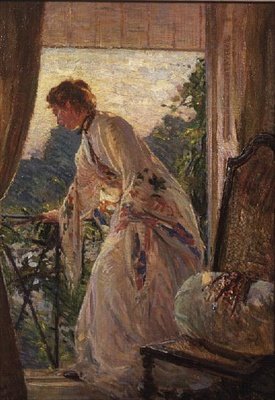 On the Balcony, a Portrait of Violet by Ernest Borough Johnson