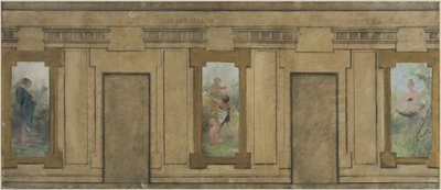 Sketch for Courbevoie Town Hall: The ages of life. Youth. Childhood. Youth by Ernest Delahaye