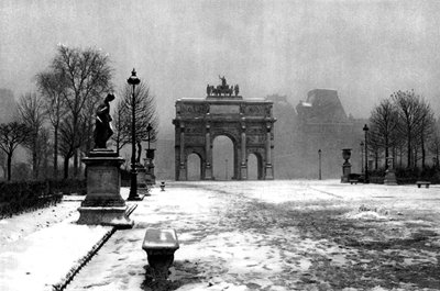 The Tuileries under Snow and the Carrousel Arch, Paris by Ernest Flammarion