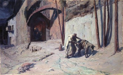 The Flight into Egypt or, Joseph Putting a Pack on his Donkey, 1894 by Ernest Georges Berges