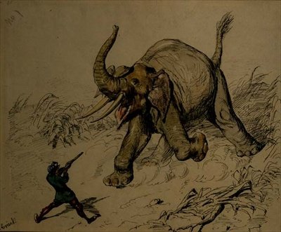 Elephant Shoot by Ernest Henry Griset