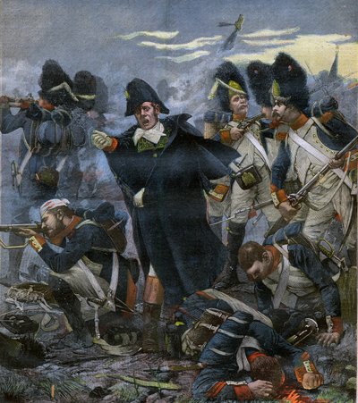 General Pierre Cambronne alongside his troops at the Battle of Waterloo (engraving after Delahaye) by Ernest Jean Delahaye