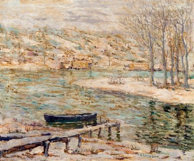 River Scene–Boat and Trees by Ernest Lawson