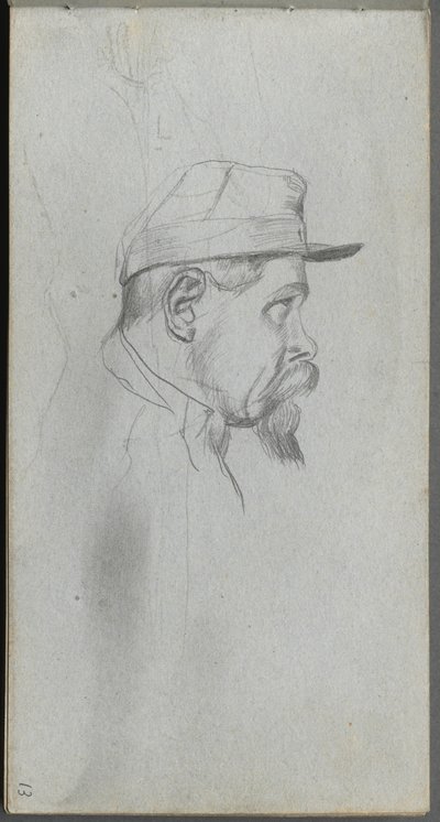 Sketchbook, page 13: Bust of a Man in Profile by Ernest Meissonier